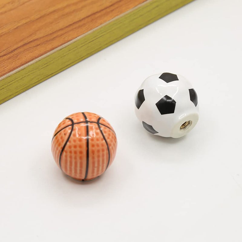 ESreake Heavy Ceramic Basketball knobs Ball Knobs, 12 Pcs Ball Sports Party Theme Children and Baby Home Decor Drawer Knob Pull Handle for Dresser Cupboard Wardrobe Cabinet Kitchen (12, Basketball-o) - Image 5
